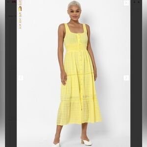 American Eagle Yellow Sleeveless Button-Front Maxi Dress Size Medium